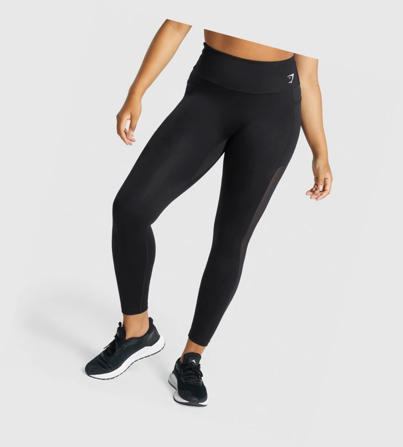 Gymshark Trenings Mesh Pocket High Waisted Leggings Dame Svarte | JQAYNE136