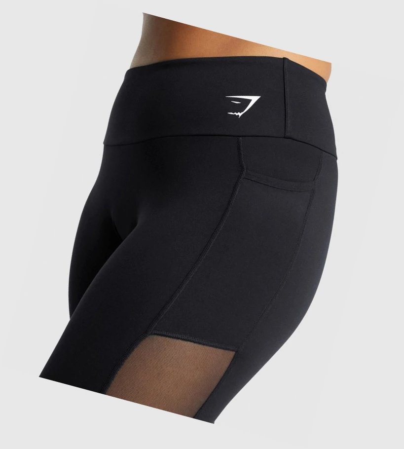 Gymshark Trenings Mesh Pocket High Waisted Leggings Dame Svarte | JQAYNE136