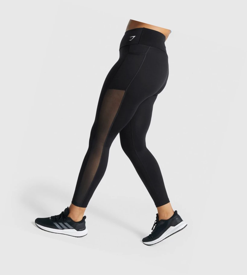 Gymshark Trenings Mesh Pocket High Waisted Leggings Dame Svarte | JQAYNE136