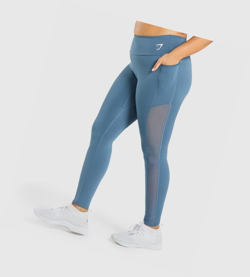 Gymshark Trenings Mesh Pocket High Waisted Leggings Dame Turkis | TQIOEH796