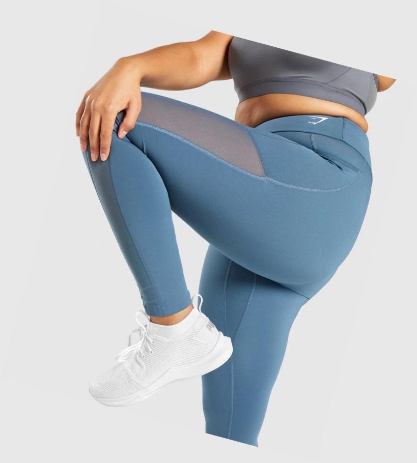 Gymshark Trenings Mesh Pocket High Waisted Leggings Dame Turkis | TQIOEH796