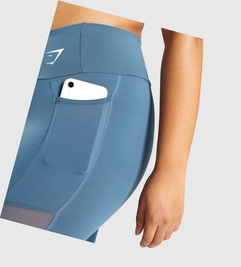 Gymshark Trenings Mesh Pocket High Waisted Leggings Dame Turkis | TQIOEH796