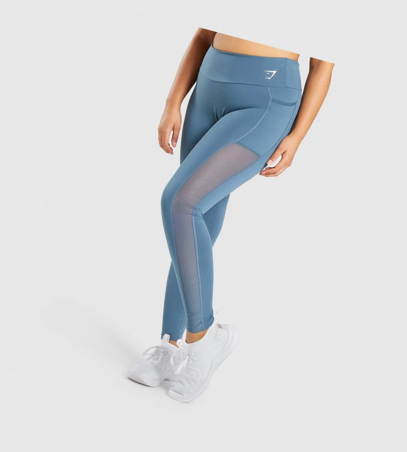 Gymshark Trenings Mesh Pocket High Waisted Leggings Dame Turkis | TQIOEH796