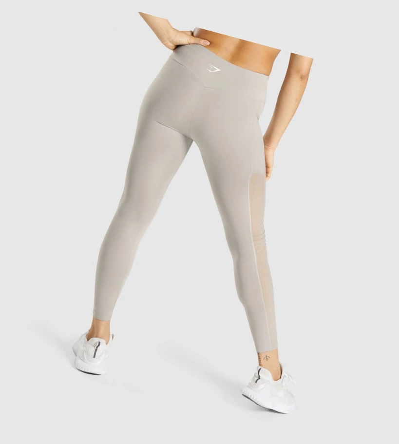 Gymshark Trenings Mesh Pocket High Waisted Leggings Dame Grå | UERFYB402