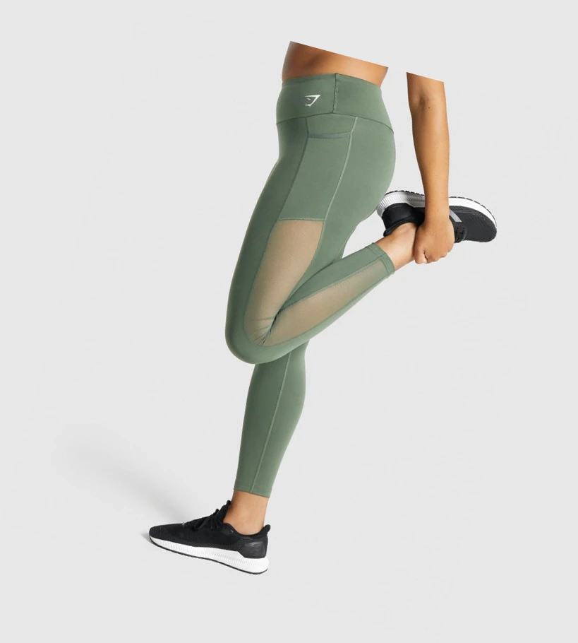 Gymshark Trenings Mesh Pocket High Waisted Leggings Dame Grønn | XYVFMP498