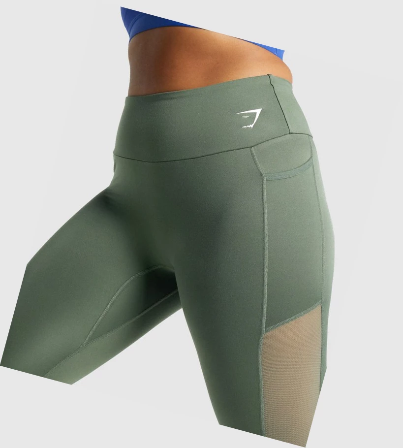 Gymshark Trenings Mesh Pocket High Waisted Leggings Dame Grønn | XYVFMP498