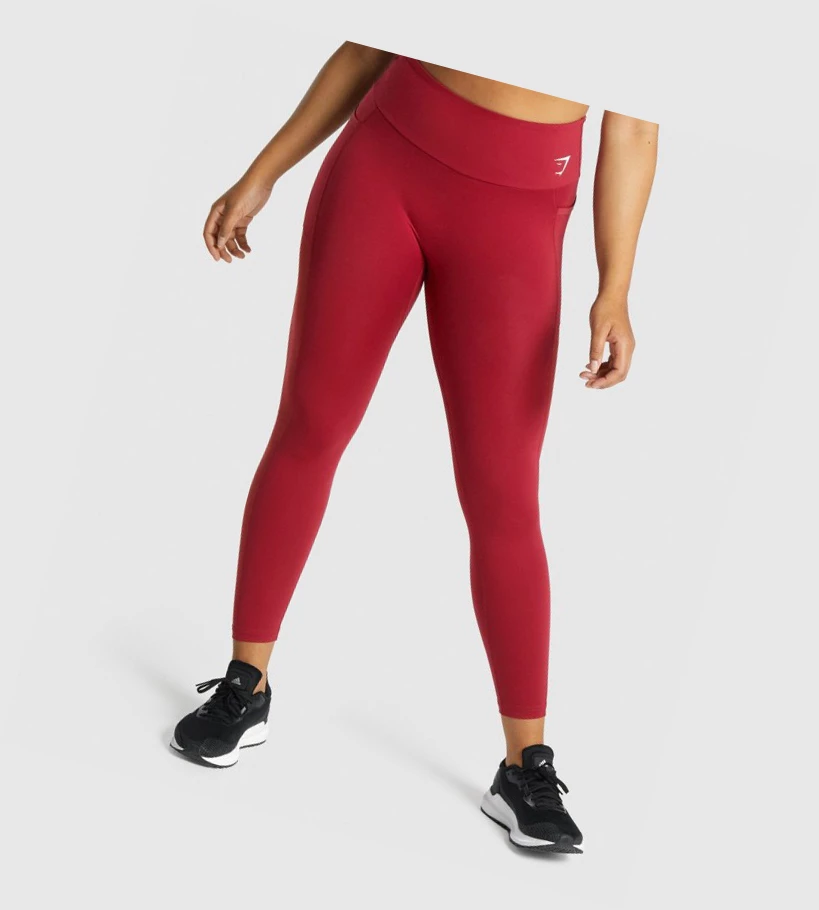 Gymshark Trenings Mesh Pocket High Waisted Leggings Dame Burgunder | YAPWET218