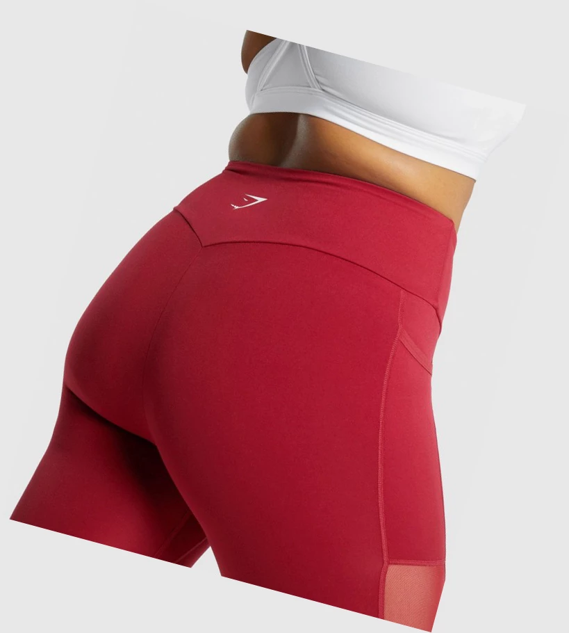 Gymshark Trenings Mesh Pocket High Waisted Leggings Dame Burgunder | YAPWET218