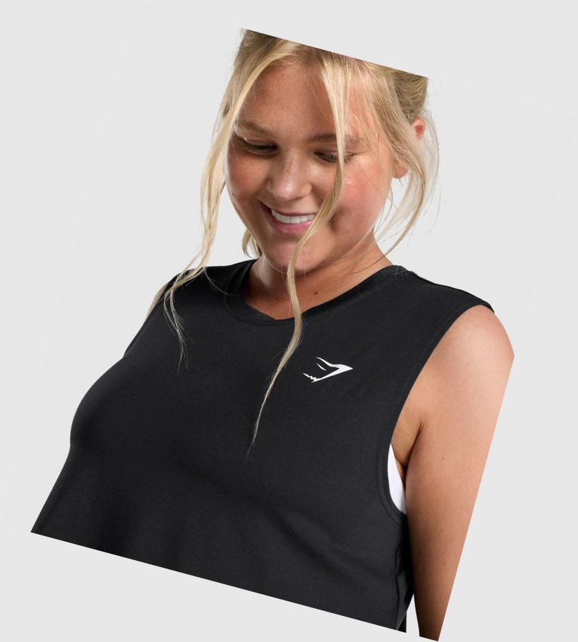 Gymshark Trenings Midi Singlet Dame Svarte | NZRBSW437