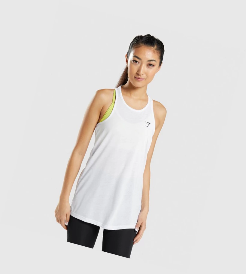 Gymshark Trenings Oversized Singlet Dame Hvite | NRIQUF253