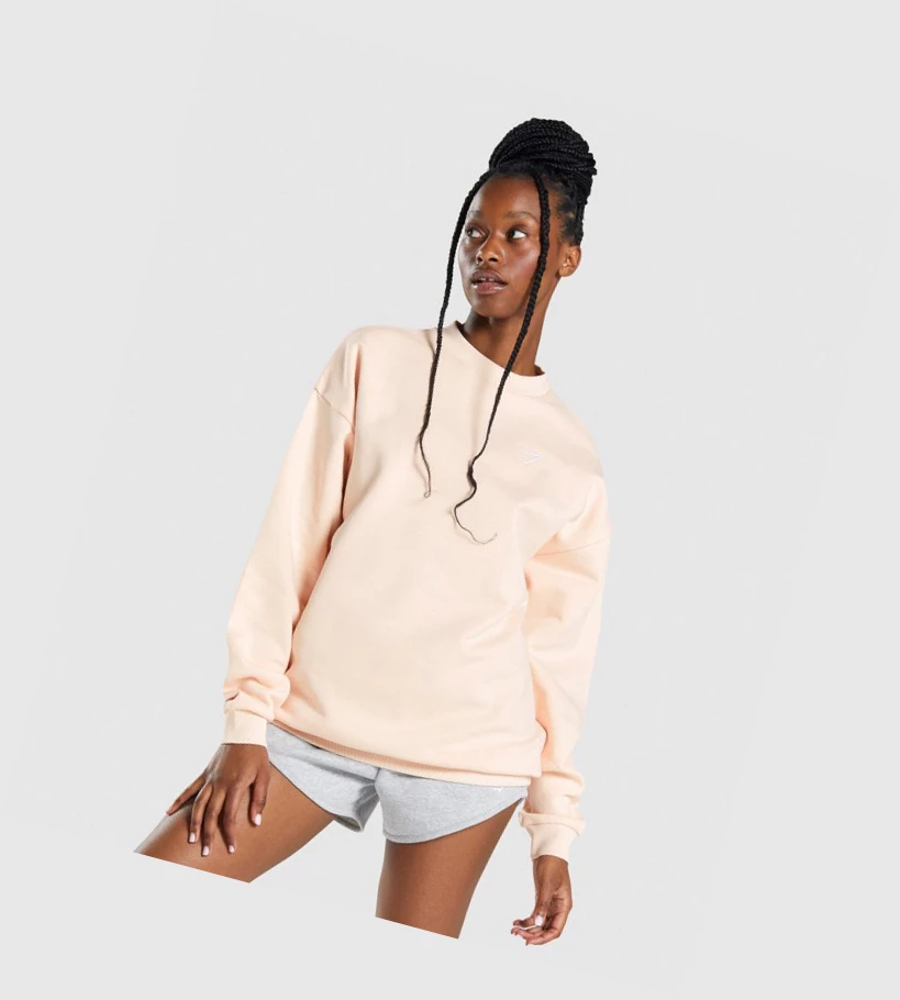 Gymshark Trenings Oversized Sweatshirt Klær Dame Lyse Brune | VQWTUB367