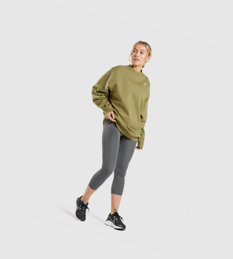 Gymshark Trenings Oversized Sweatshirt Klær Dame Grønn | YFGQAJ895