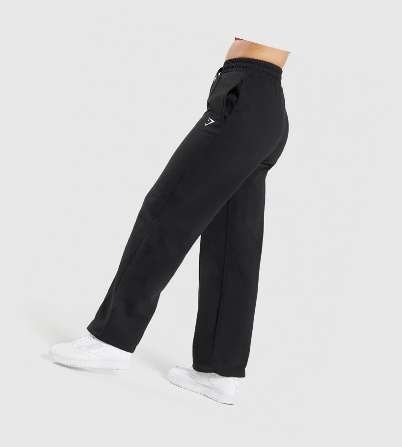 Gymshark Trenings Straight Leg Joggebukser Dame Svarte | CEKFLZ049