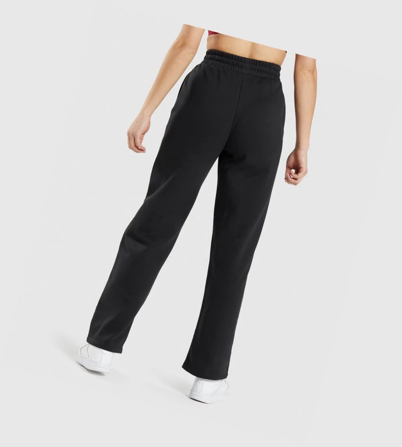 Gymshark Trenings Straight Leg Joggebukser Dame Svarte | CEKFLZ049