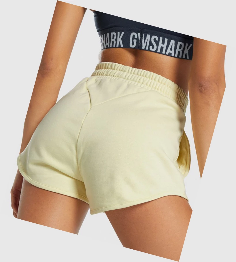 Gymshark Trenings Sweat Shorts Dame Gul | NTECID928