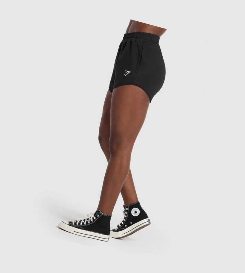 Gymshark Trenings Sweat Shorts Dame Svarte | PHXGRE054