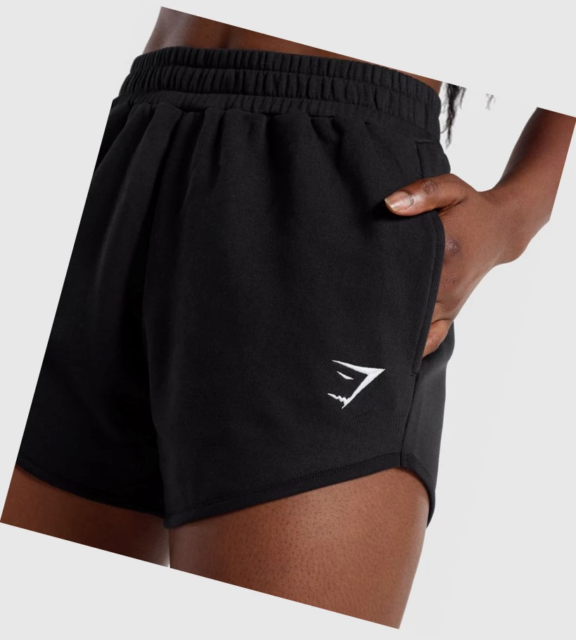 Gymshark Trenings Sweat Shorts Dame Svarte | PHXGRE054