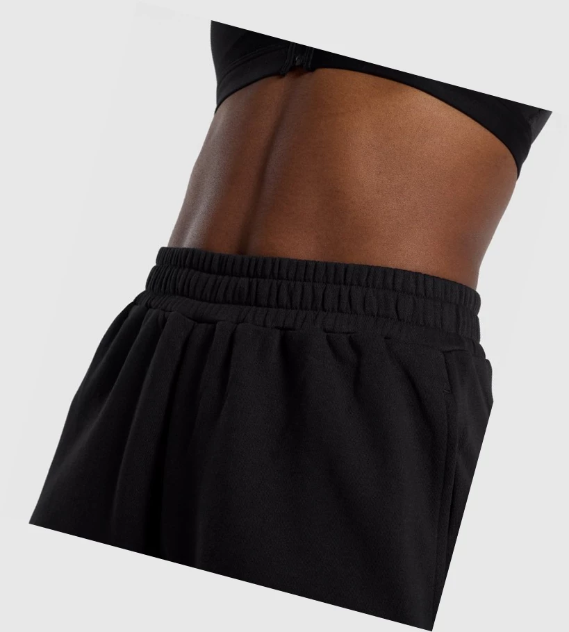 Gymshark Trenings Sweat Shorts Dame Svarte | PHXGRE054