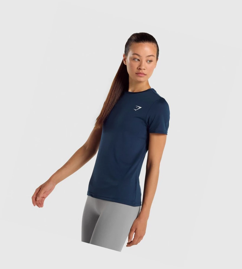 Gymshark Trenings T-skjorte Dame Marineblå | NWLOHA197