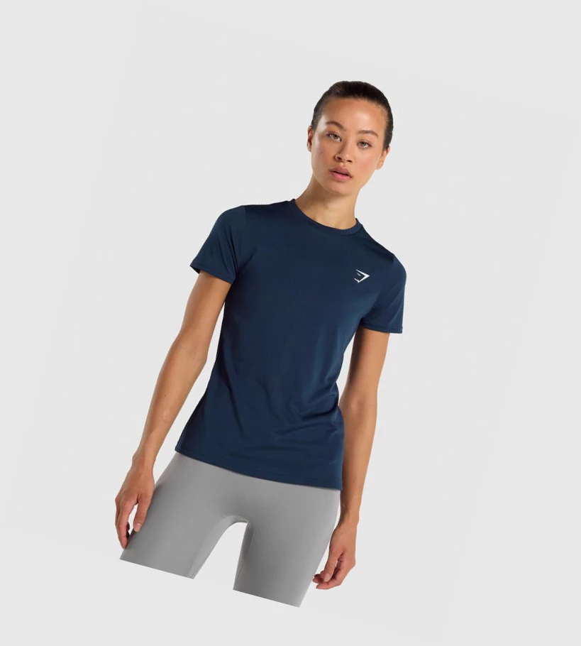 Gymshark Trenings T-skjorte Dame Marineblå | NWLOHA197