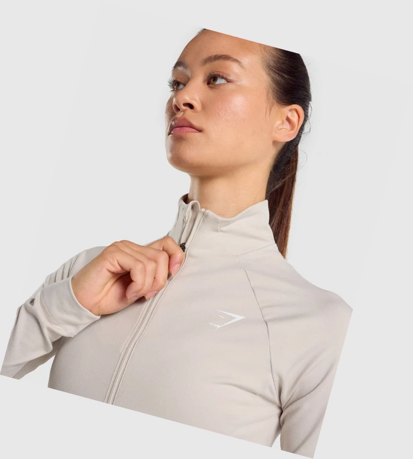 Gymshark Trenings Zip Up Klær Dame Grå | BCKFIP531