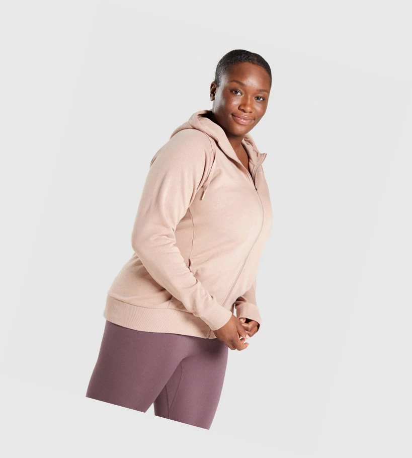 Gymshark Trenings Zip Up Klær Dame Grå Brune | NBPJFV318