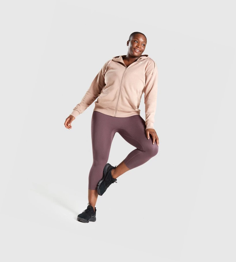 Gymshark Trenings Zip Up Klær Dame Grå Brune | NBPJFV318