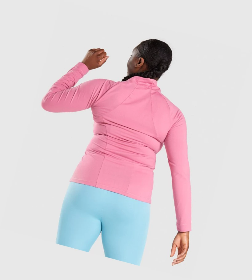 Gymshark Trenings Zip Up Klær Dame Rosa | DHKOMP968