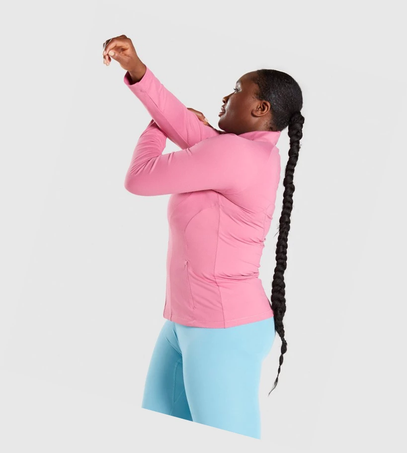 Gymshark Trenings Zip Up Klær Dame Rosa | DHKOMP968