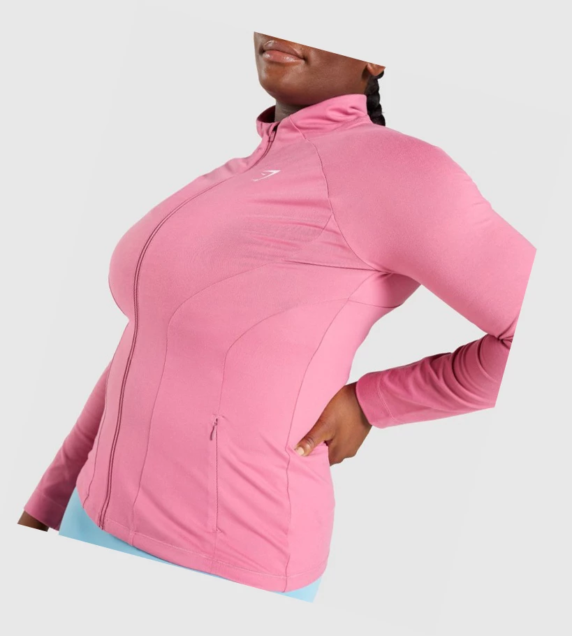 Gymshark Trenings Zip Up Klær Dame Rosa | DHKOMP968