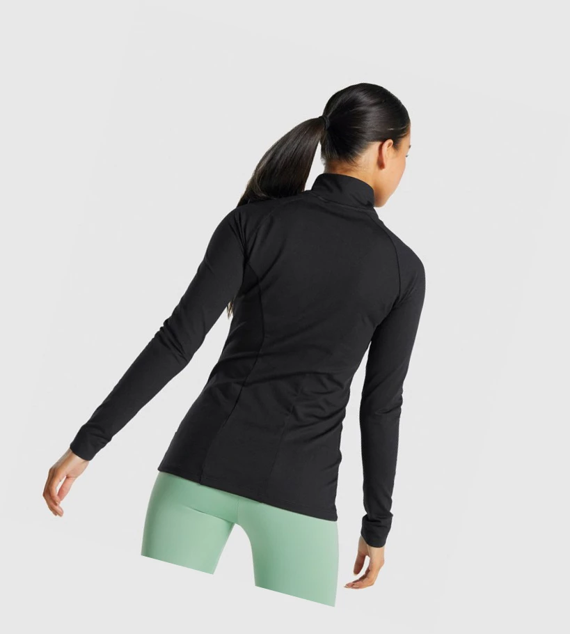 Gymshark Trenings Zip Up Klær Dame Svarte | FEMQDT019