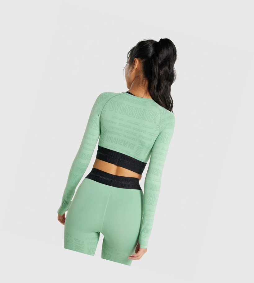 Gymshark Vision Crop Top Gensere Dame Grønn | WCMZHR813