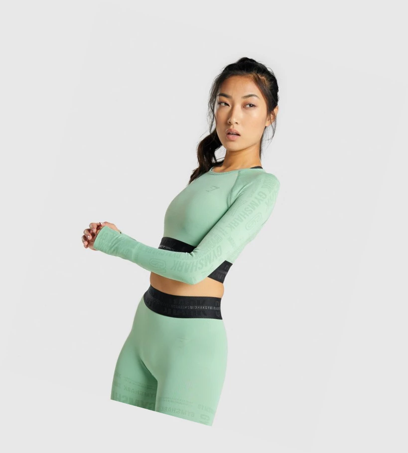 Gymshark Vision Crop Top Gensere Dame Grønn | WCMZHR813