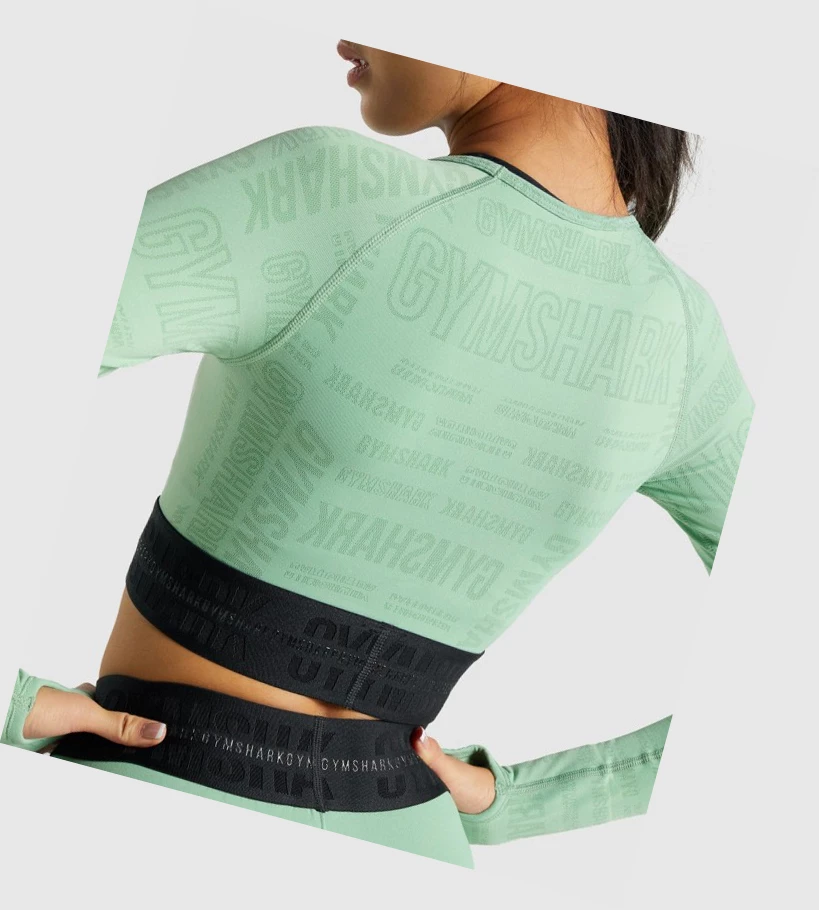 Gymshark Vision Crop Top Gensere Dame Grønn | WCMZHR813