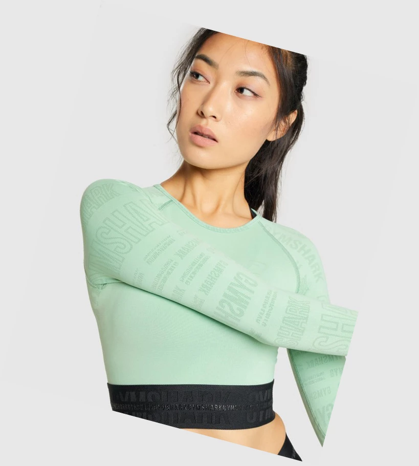 Gymshark Vision Crop Top Gensere Dame Grønn | WCMZHR813