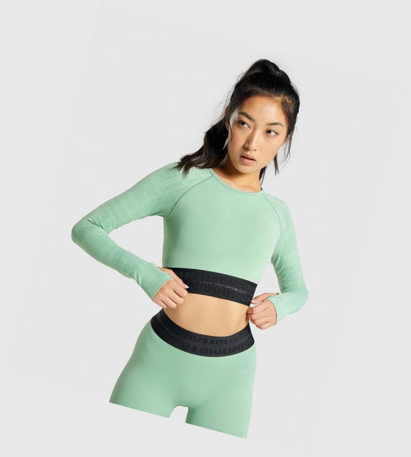 Gymshark Vision Crop Top Gensere Dame Grønn | WCMZHR813