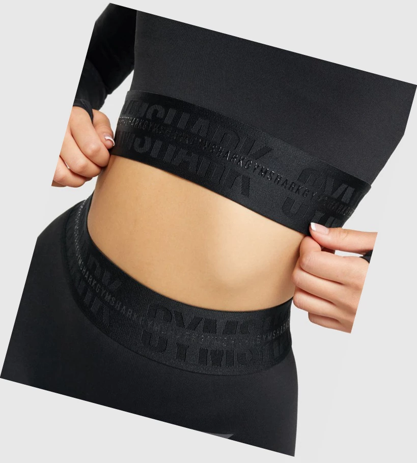 Gymshark Vision Crop Top Gensere Dame Svarte | KMAVJW476