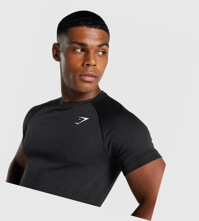 Gymshark Vital Light Seamless T-skjorte Herre Svarte | CWDVUP254