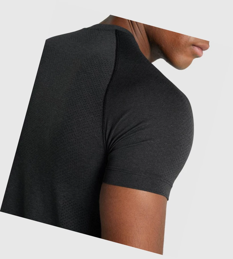 Gymshark Vital Light Seamless T-skjorte Herre Svarte | CWDVUP254