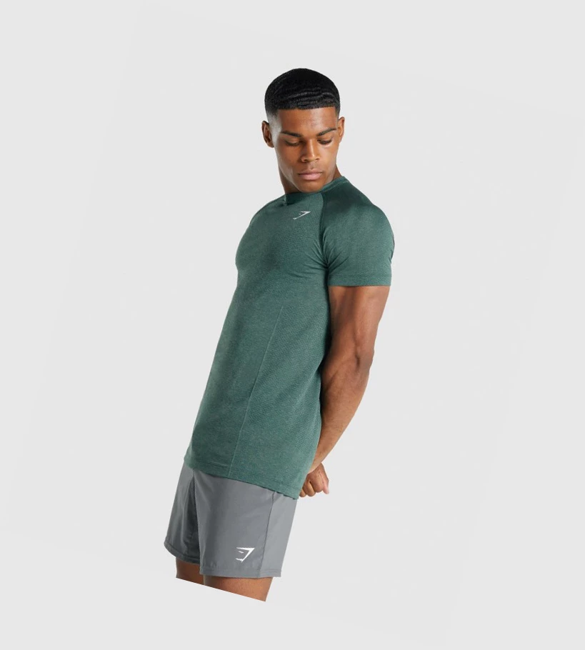 Gymshark Vital Light Seamless T-skjorte Herre Mørke Grønn | IXDYLU408