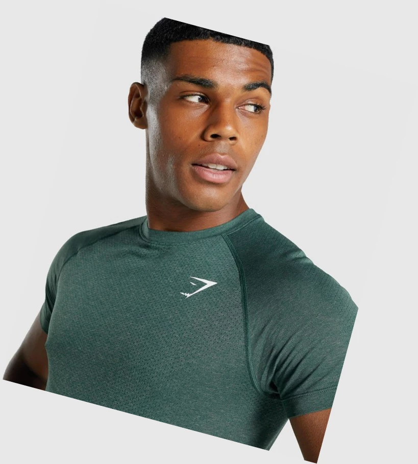 Gymshark Vital Light Seamless T-skjorte Herre Mørke Grønn | IXDYLU408