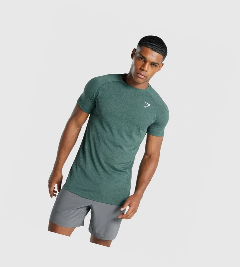 Gymshark Vital Light Seamless T-skjorte Herre Mørke Grønn | IXDYLU408