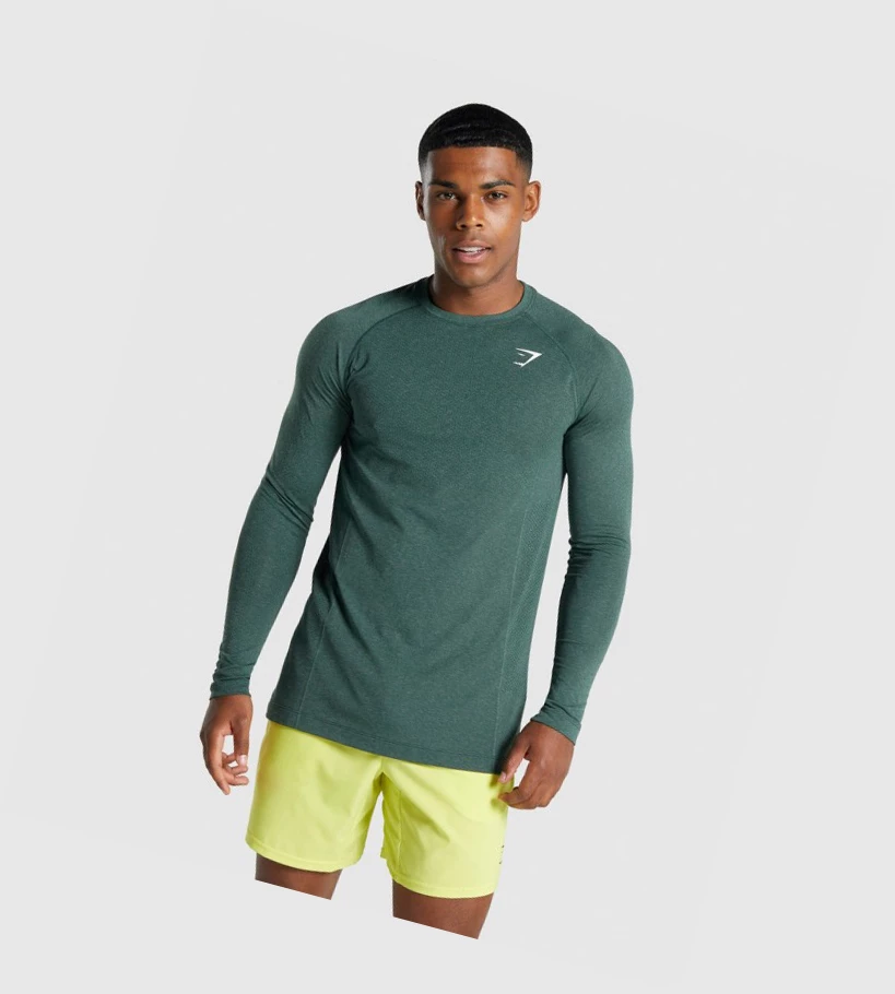 Gymshark Vital Light Seamless T-skjorte Herre Mørke Grønn | PUXKYG102