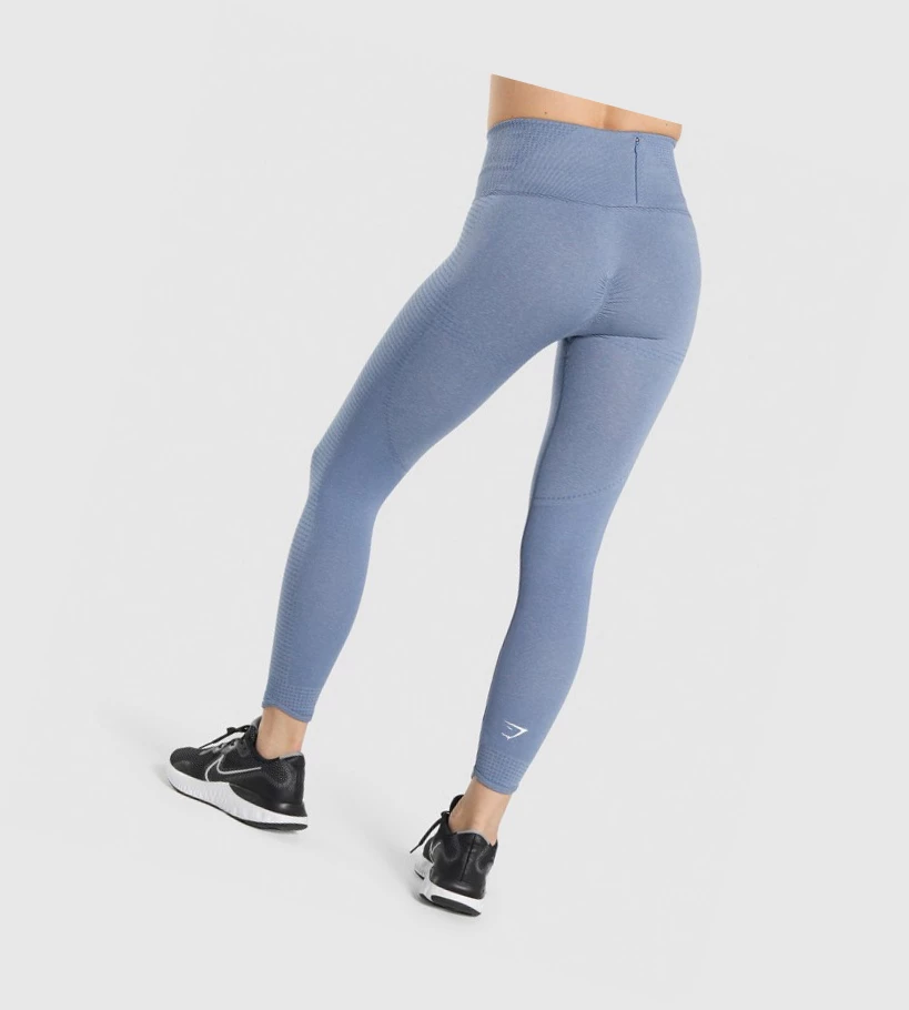 Gymshark Vital Rise Seamless High Waisted Leggings Dame Blå | LIEXJQ307