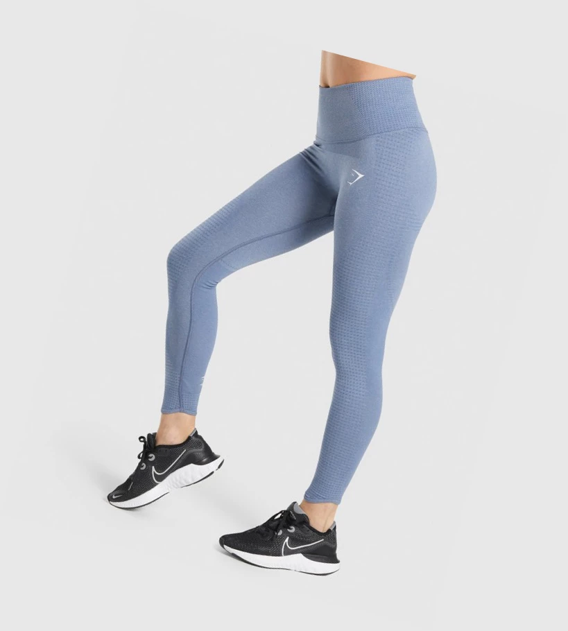 Gymshark Vital Rise Seamless High Waisted Leggings Dame Blå | LIEXJQ307