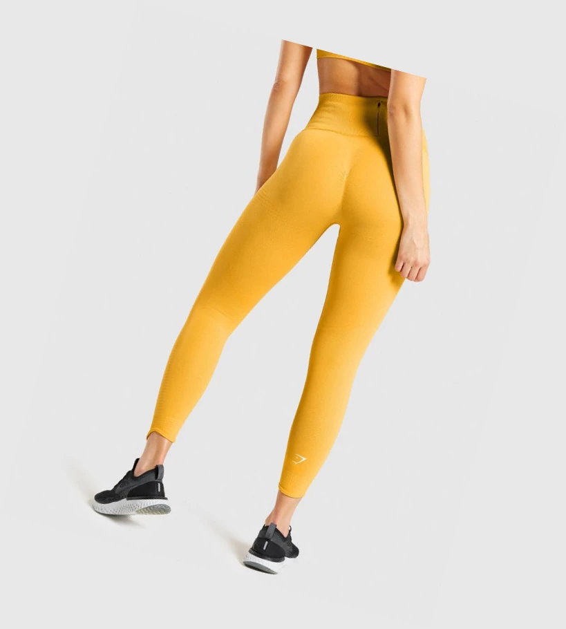 Gymshark Vital Rise Seamless High Waisted Leggings Dame Gul | LWJZPX801