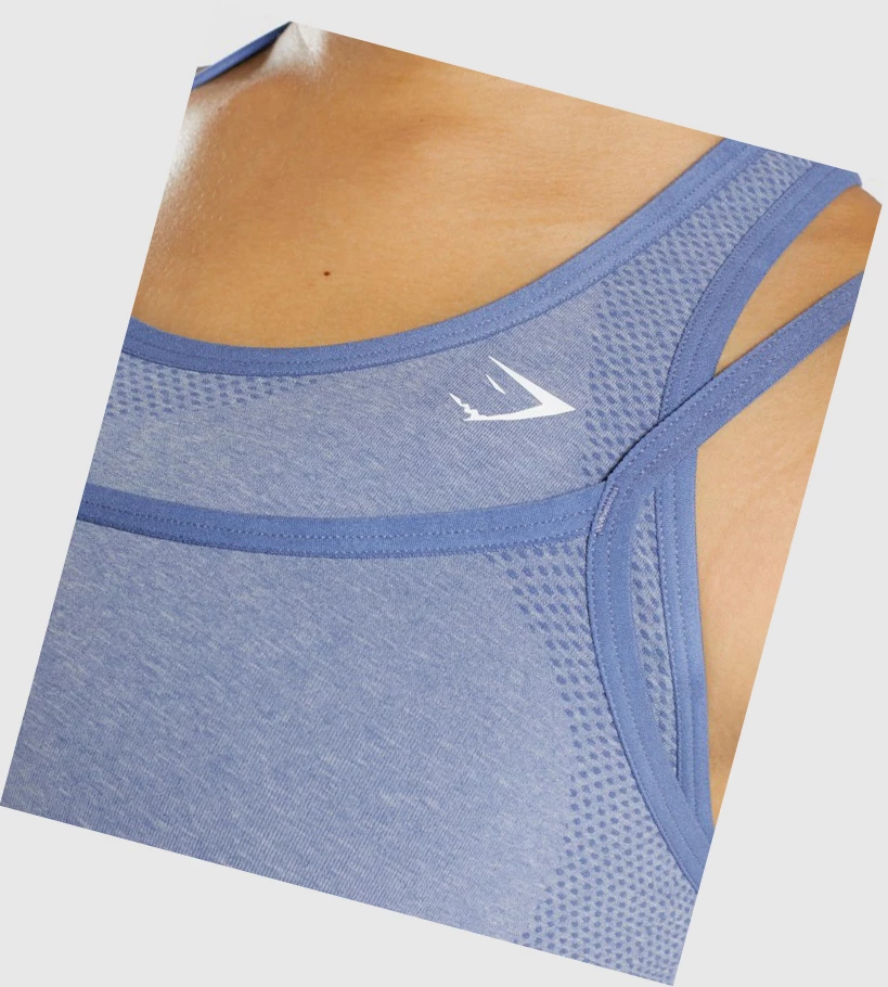 Gymshark Vital Rise Seamless Sports Bh Dame Blå | KCDXVI326