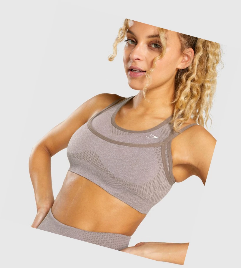 Gymshark Vital Rise Seamless Sports Bh Dame Grå Brune | OEFHBW940