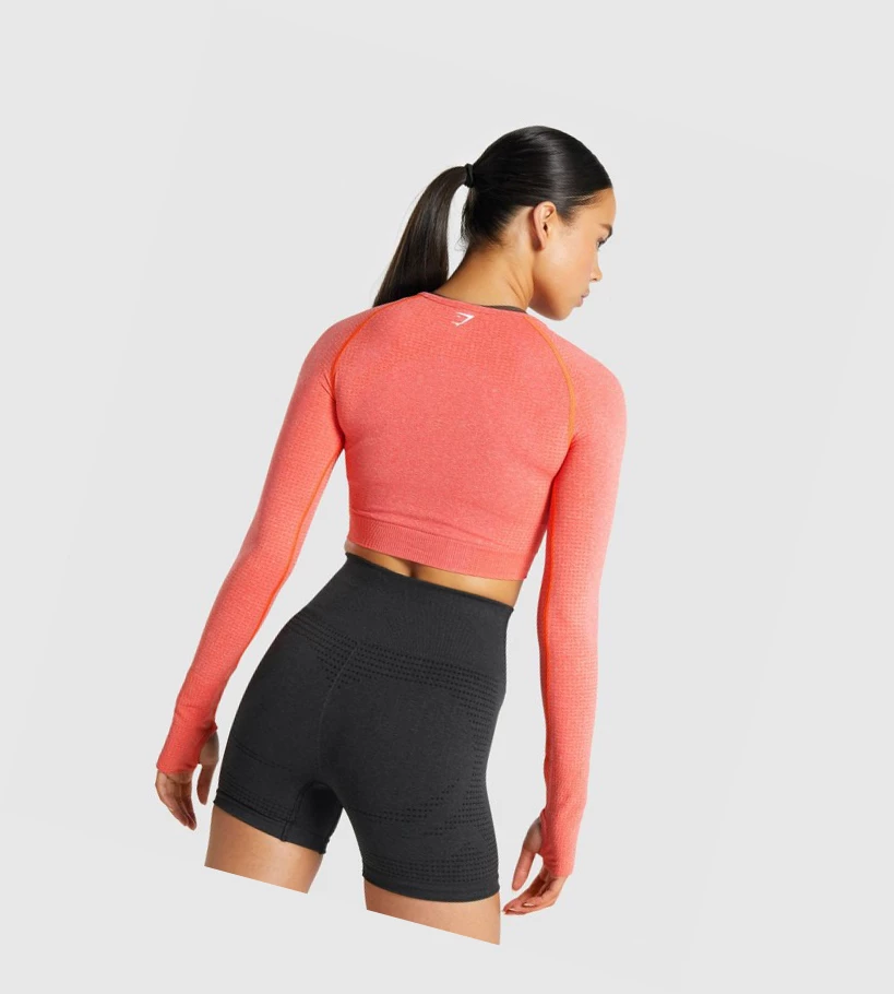 Gymshark Vital Seamless 2.0 Crop Top Gensere Dame Oransje | ETRWGK487