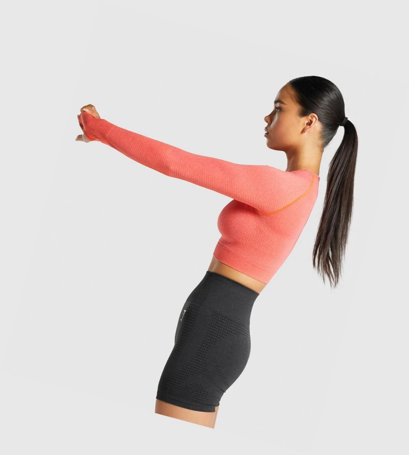 Gymshark Vital Seamless 2.0 Crop Top Gensere Dame Oransje | ETRWGK487